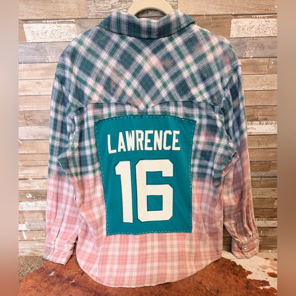 Trevor Lawrence Upcycled Handcrafted Dip Dye Bleach Flannel Shirt